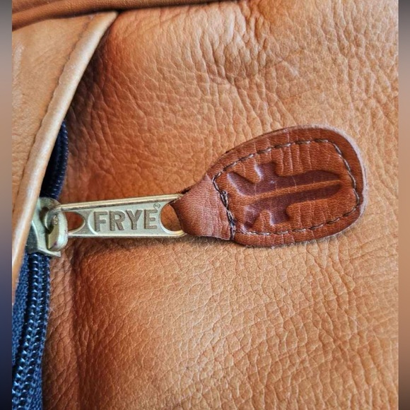 FRYE Tan Genuine Leather Messenger Crossbody Shoulder Satchel Purse Bag Carryon - Picture 2 of 6